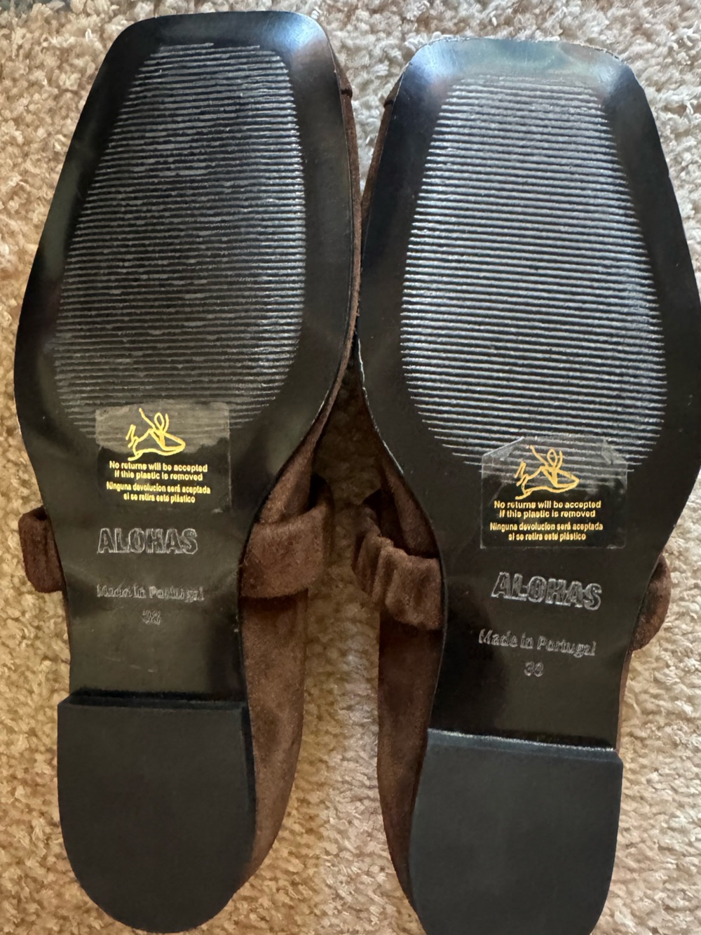 NEW Alohas square-toe ruched ballet flats in brown suede - Picture 8 of 9
